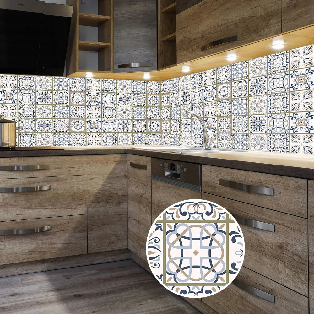 10 Pieces PVC Blue Gray Brick Wall Stickers