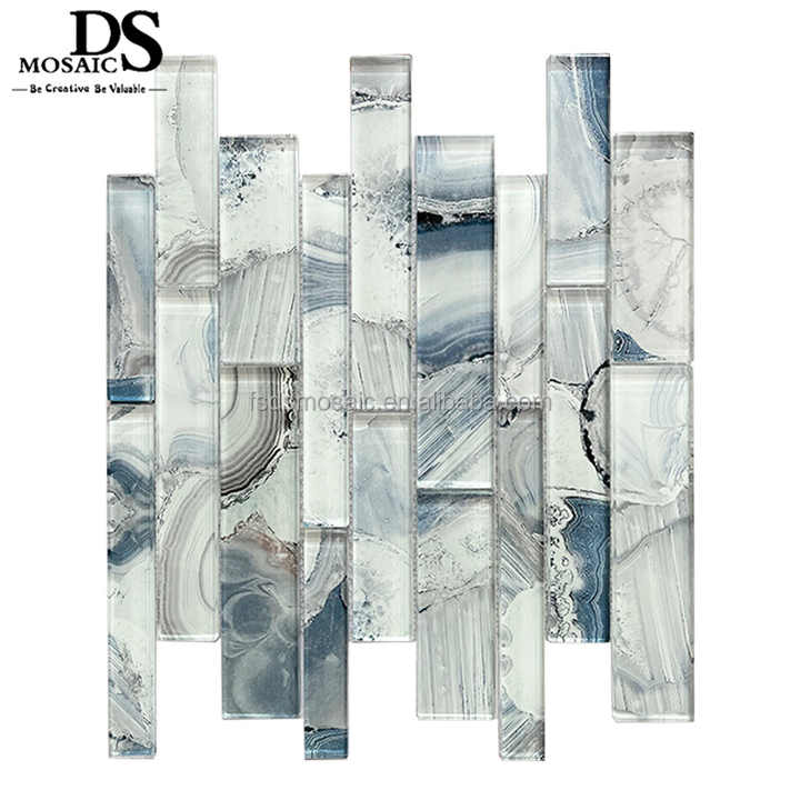 Kitchen bathroom wall tiles with marble imitation glass with flooring feature, interior design solution 