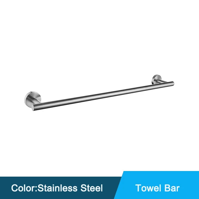 Black Wall-mounted Black Stainless Steel Towel Rack Set Towel Bar Toilet Paper Holder Robe Towel Hooks Bathroom  Accessories Kit - Daisan Mart