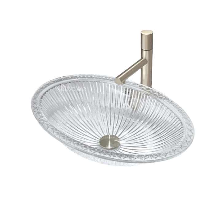 Beautiful glass material Creative table top Round square design Wall mounted wash basin