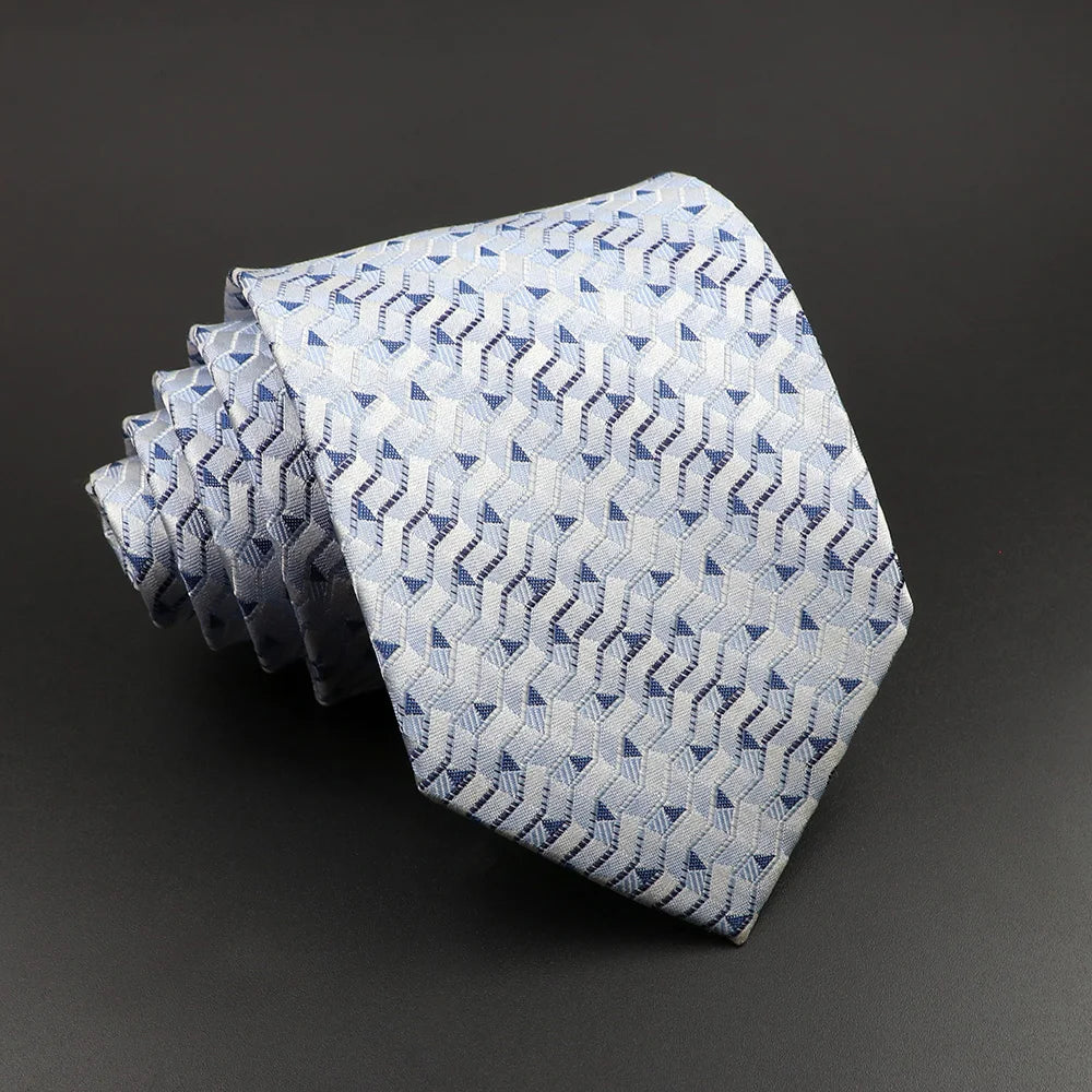 Cà vạt lụa cao cấp sọc kẻ cho nam - Xám Hồng Xanh