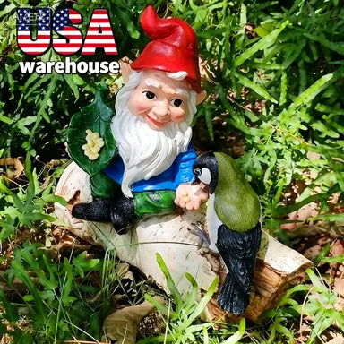 Charming Gnome Bird Feeder Statue - Resin Garden & Outdoor Decor, Tree-Mounted Sculpture for Home and Yard Art