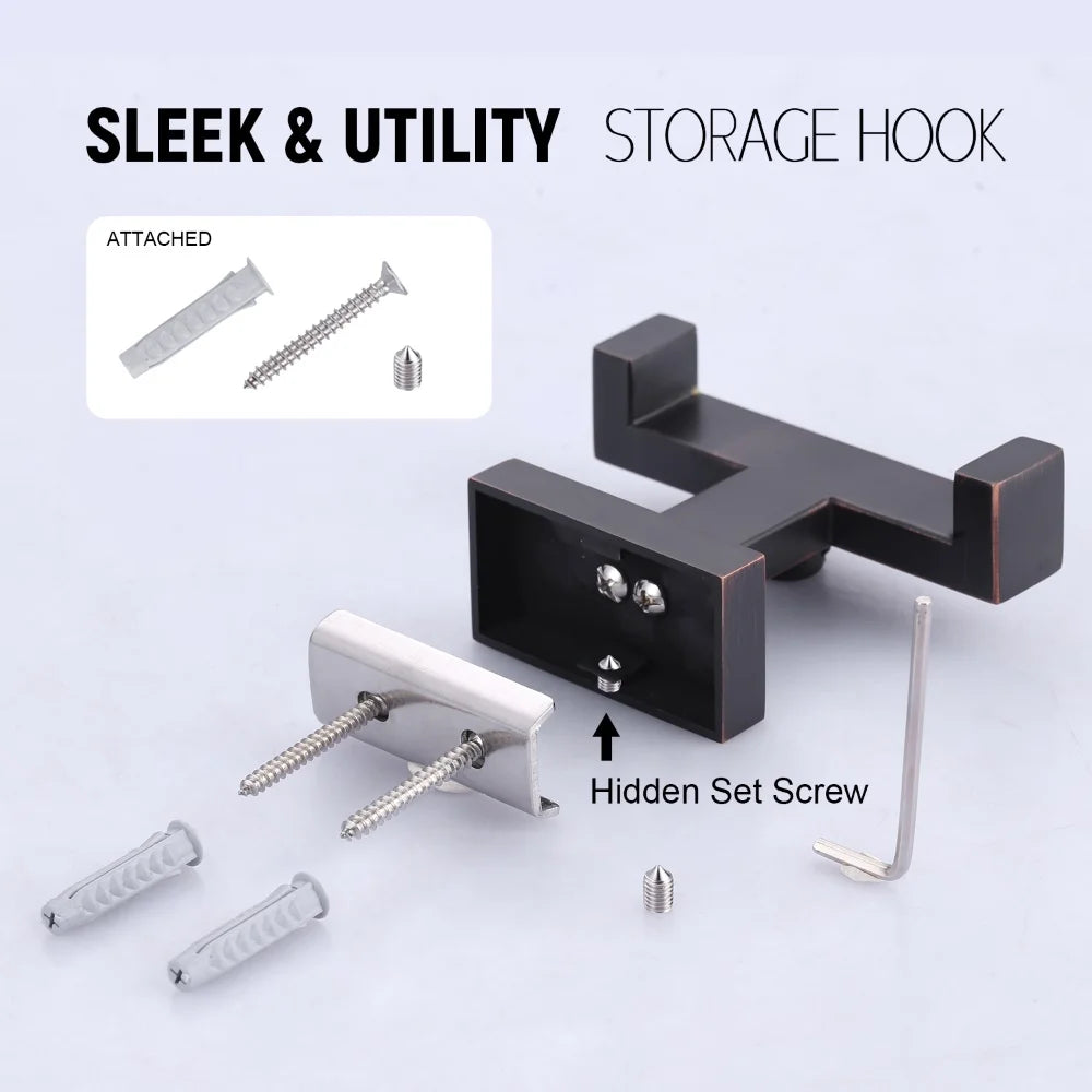 Móc Treo Tường Inox 304 Hiện Đại, Đen Bóng