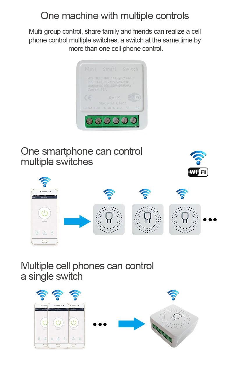 Mini WiFi Smart Switch 16A - Tuya Smart Life