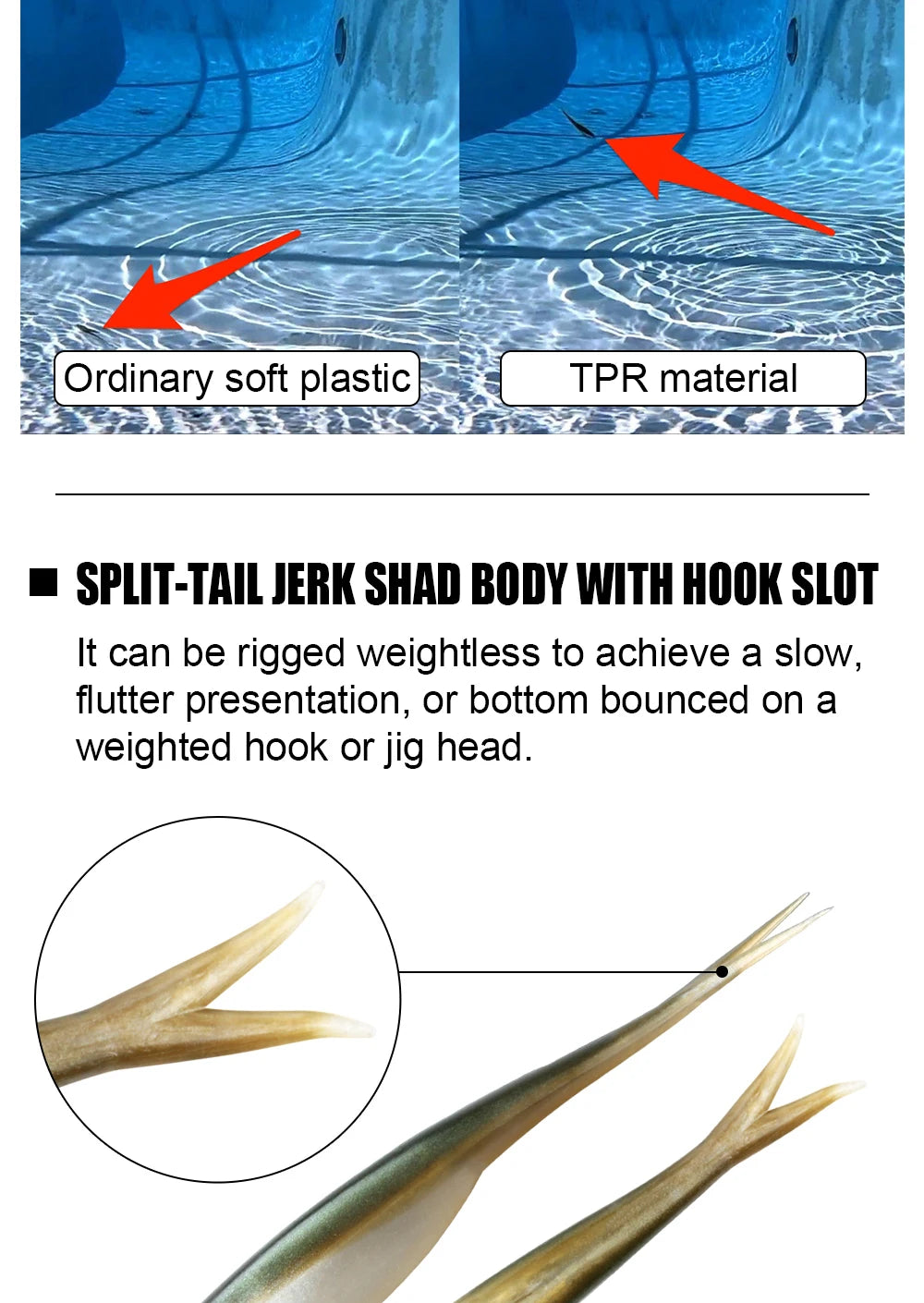 Spinpoler TPR Floating 5”Jerk Bait Shad Minnow Soft Fishing Lure 10x Tough Artificial Bait Split Tail Drop Shot Bass Pike Zander - Daisan Mart