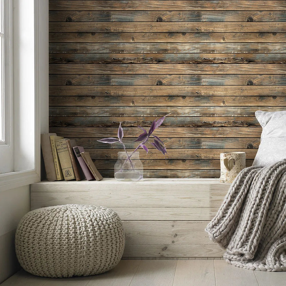 Retro Faux Wood Grain Peel And Stick Wallpaper Self-adhesive Wood Plank Wallpaper Roll Removable Vinyl Wall Covering For Restaur - Daisan Mart