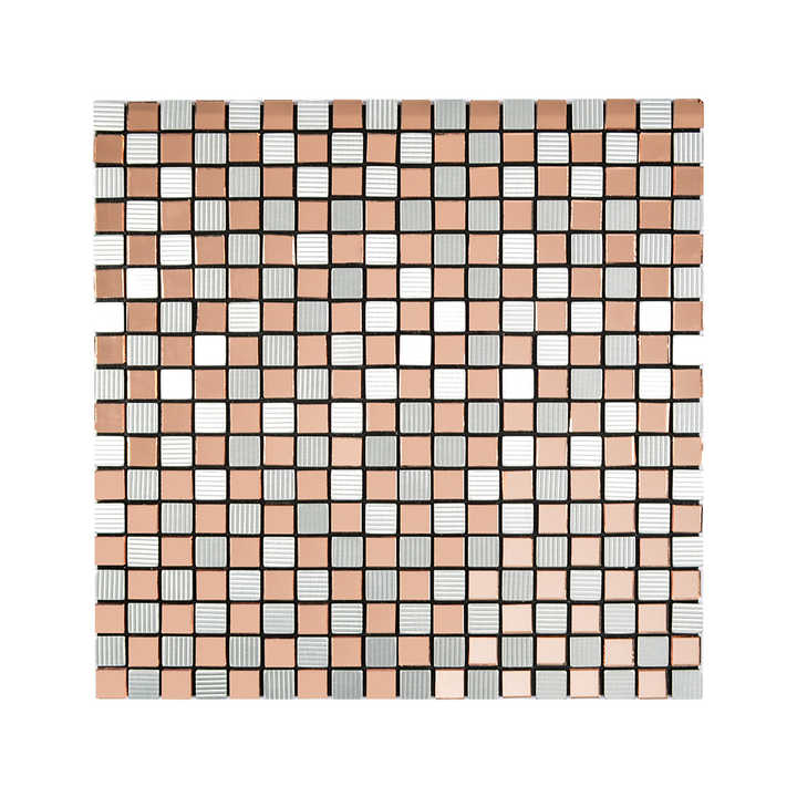Brown and white mini square wall stickers glass mosaic peel and stick for bathroom 