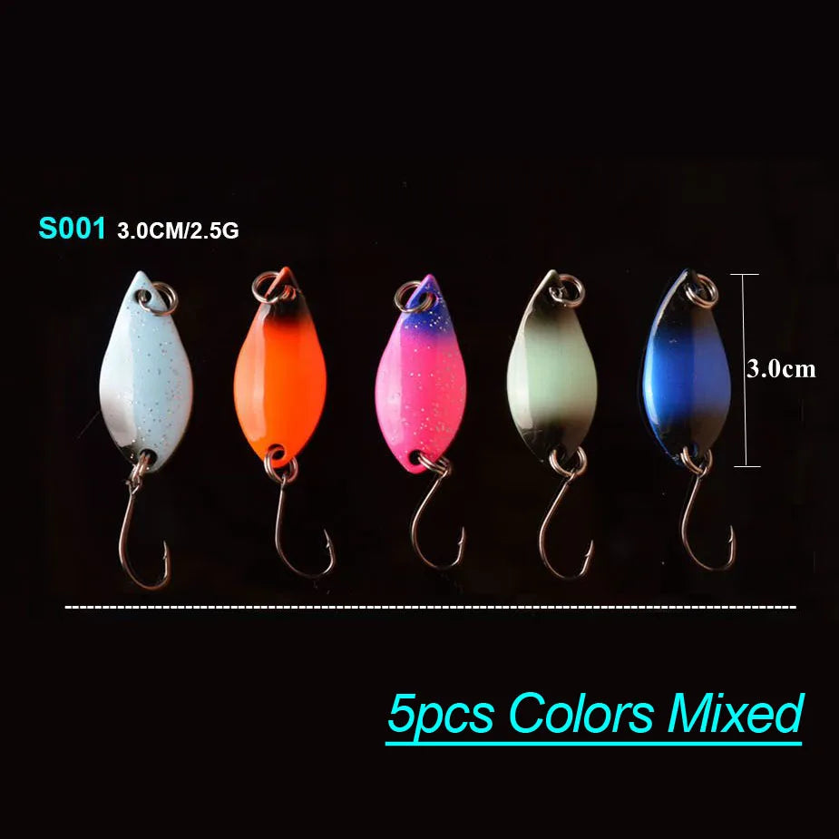 Bộ 5 Mồi Câu Kim Loại TOMA Dạng Lá Cá Lóc, Cá Trê