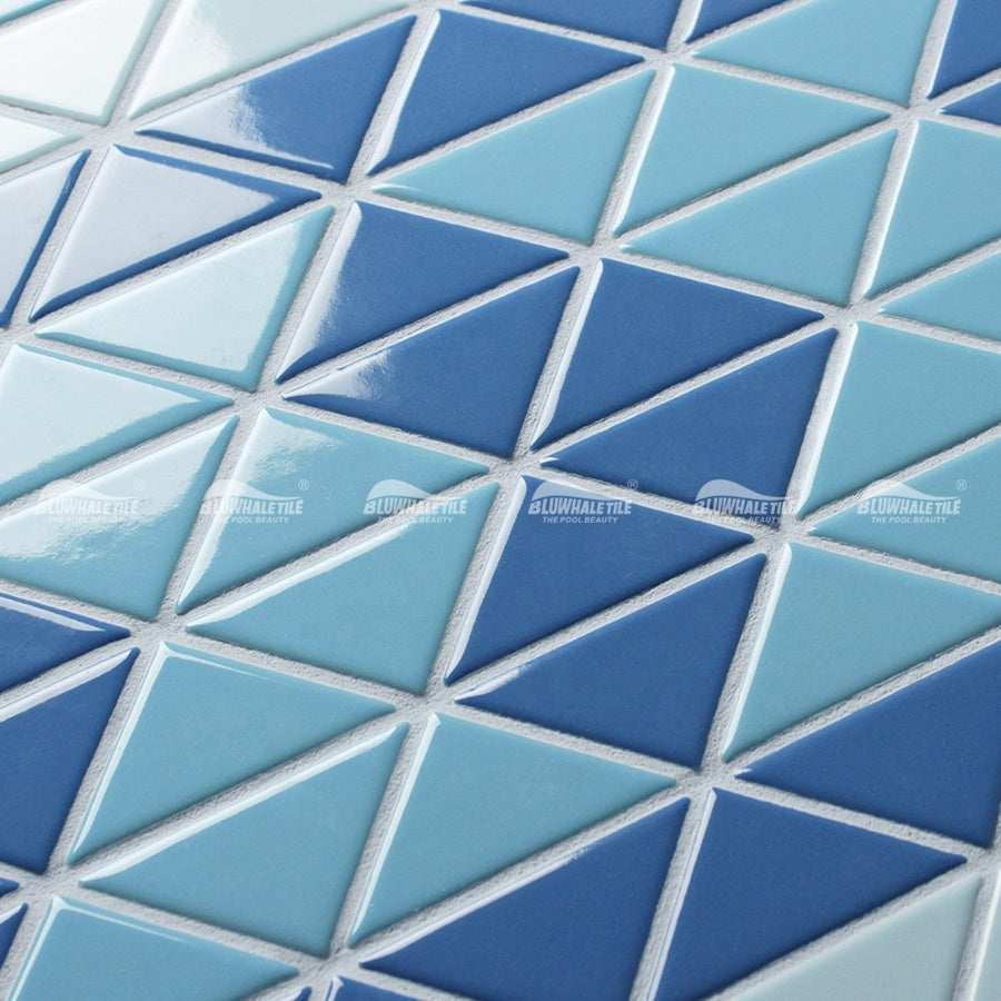 Custom Blue Glazed Triangle Mosaic Tile Wholesale Bluwhale 
