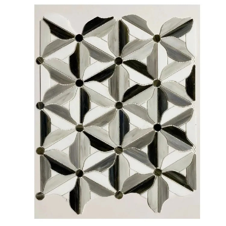 Mosaics Modern Scandinavian B&B Living Room Balcony Bathroom Kitchen Wall and Floor Glass Tiles Look Like Natural Marble Mosaic - Daisan Mart
