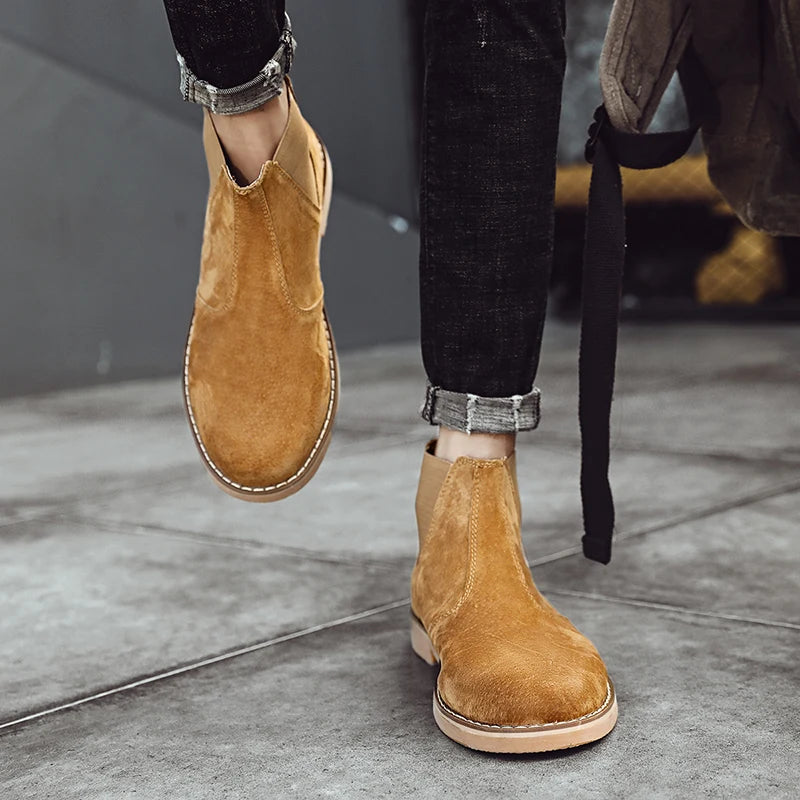 Giày Boot Nam Da Lộn Cổ Điển Ấm Áp Thời Trang