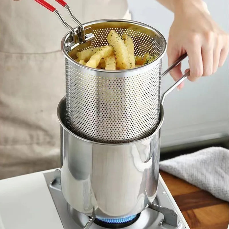 Mini Stainless Steel Fryer with Oil Filter &amp; Convenient Thermometer