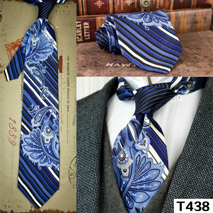 復古領帶，10厘米，100%真絲，抽象圖案