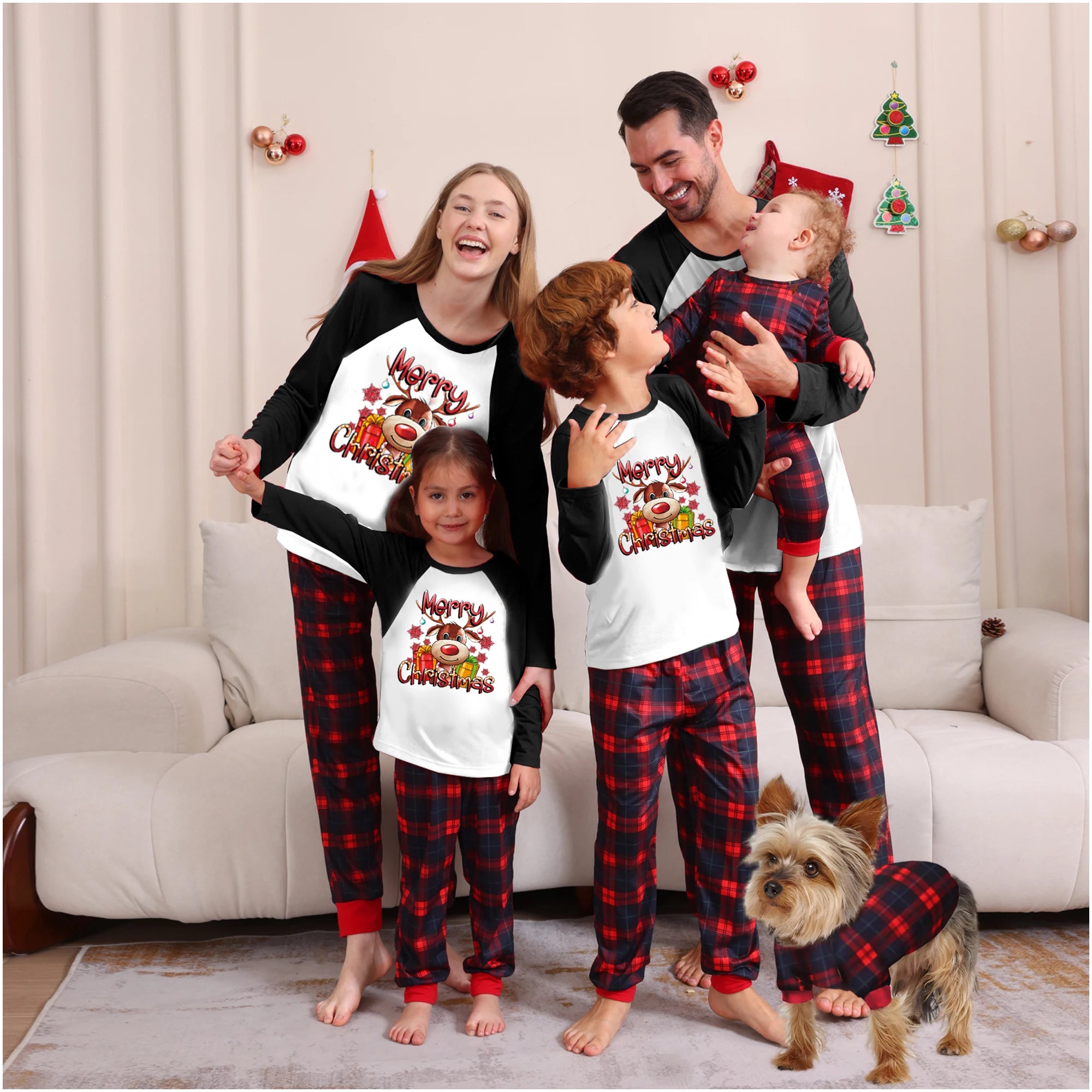 Women's Christmas cartoon pajamas, warm and cute long pants