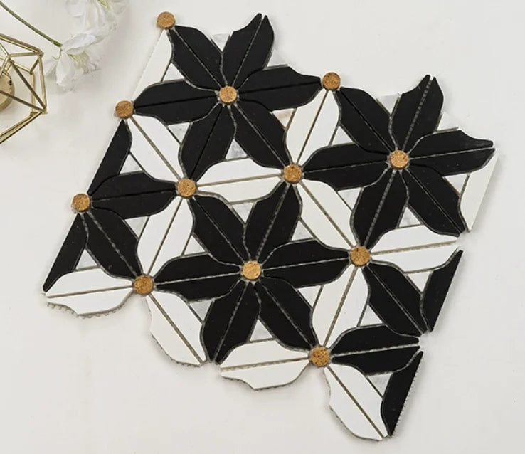 Gạch Mosaic Đá Tự Nhiên Hoa Văn Xanh Đá Cẩm Thạch