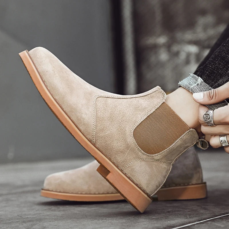 Giày Boot Nam Da Lộn Cổ Điển Ấm Áp Thời Trang