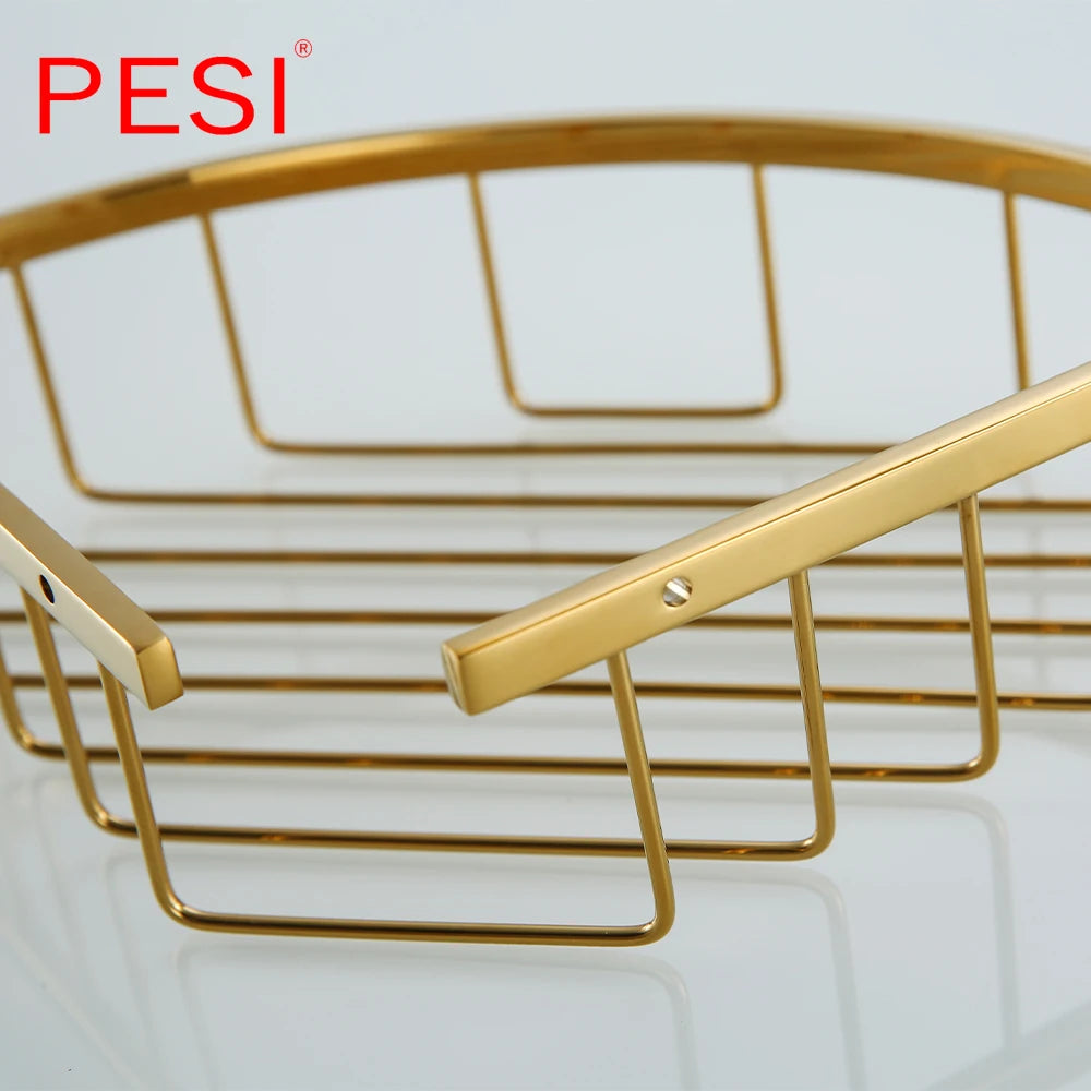 Bathroom Shelf Black Stainless Steel Single Bathroom Shelves Shower Storage Rack Wall Mounted Corner Basket Shampoo Shelf. - Daisan Mart