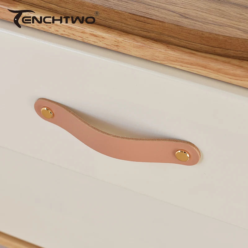 Nordic Style Pink Leather Handle Furniture Drawer Cupboard Kitchen Cabinet Door Knobs Pull Children's Room Cabinet Handles