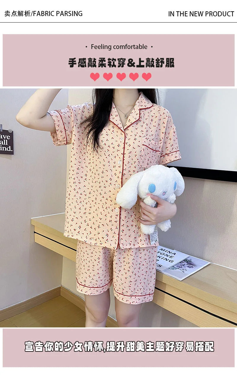 SAMWE Cute Summer Cotton Bubble Pajamas for Women