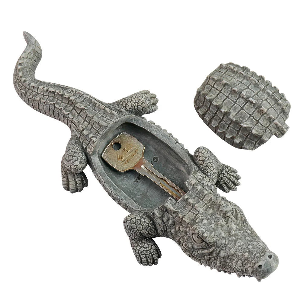 Crocodile Resin Statue with Textured Animal Decor Artistic Painting Theme Secret Storage Figurine for Home & Anime Use for Gifts