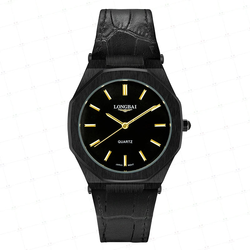 Đồng Hồ Nam Da Bát Giác Nhật Chống Nước Thời Trang