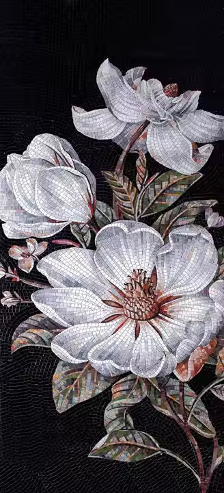 Custom Modern Flower and Bird Wall Mosaic 