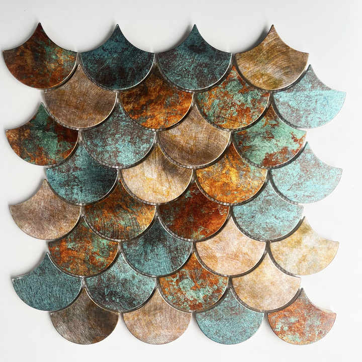 Special color aluminum fish scale wall tiles with modern design for kitchen, living room, bathroom, villa decoration backsplash 