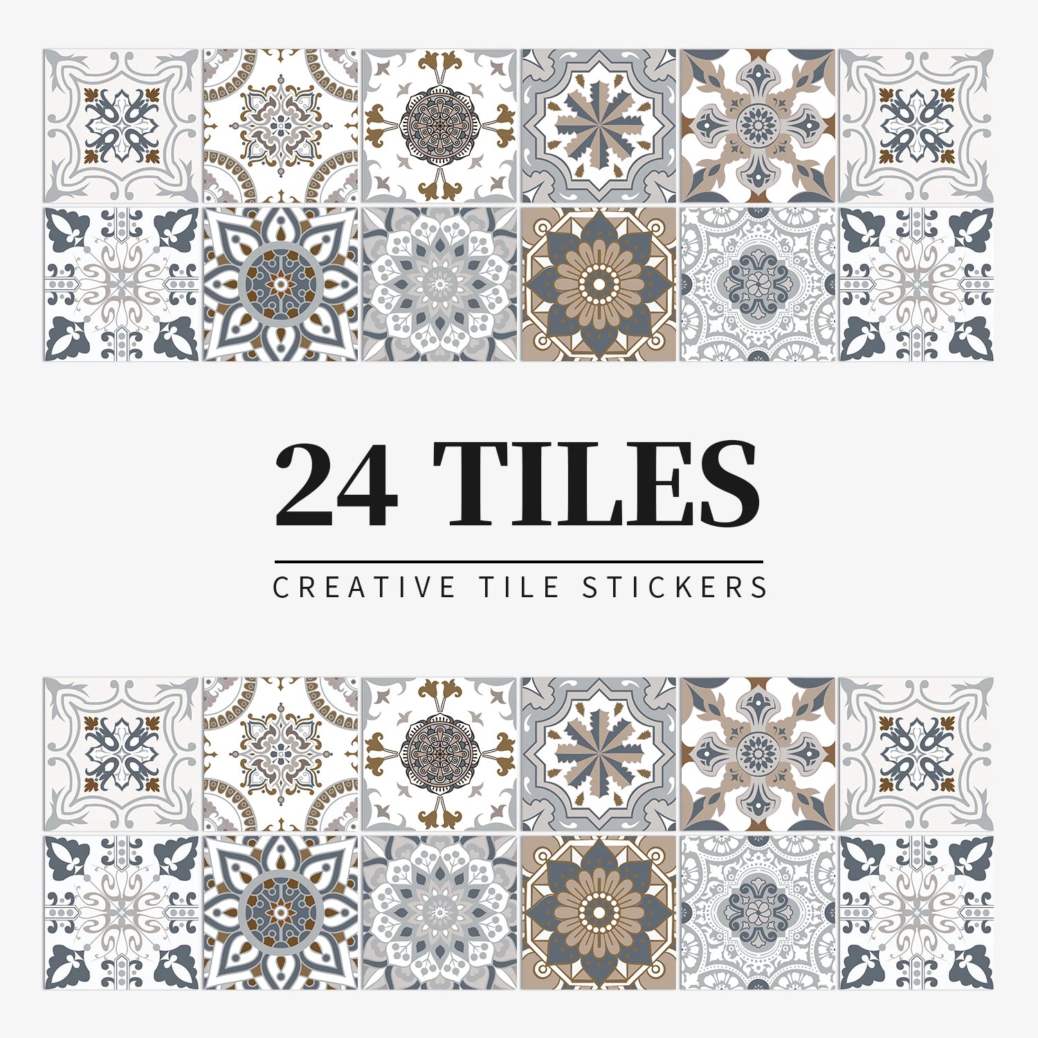 24pcs/set Light Color Tiles Sticker Wall Stickers Kitchen Bathroom Home Renovation Wallpaper Waterproof Self-adhesive Wall Decal
