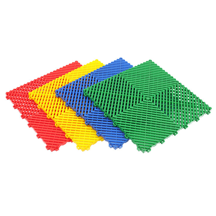 Factory wholesale 40*40*1.8cm PP plastic anti-slip interlocking floor tiles for garage car wash hospital school application 