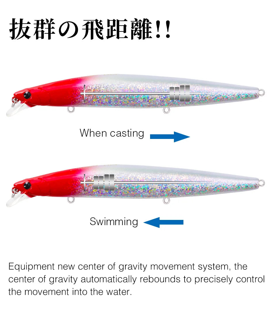 TSURINOYA 140mm 26g DW92 Sinking Minnow Saltwater Freshwater Black Bass Pike Bait Long Casting Sinker Weight Jerkbait Wobblers