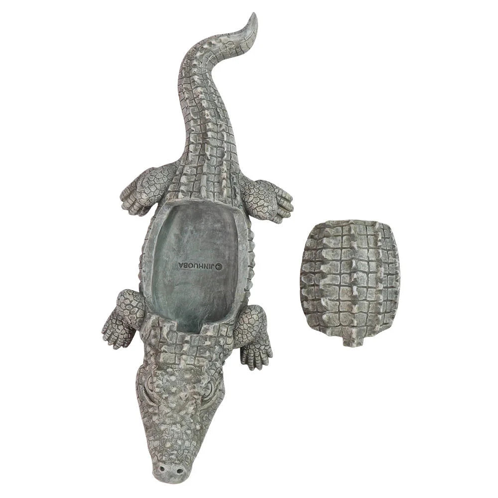 Crocodile Resin Statue with Textured Animal Decor Artistic Painting Theme Secret Storage Figurine for Home & Anime Use for Gifts