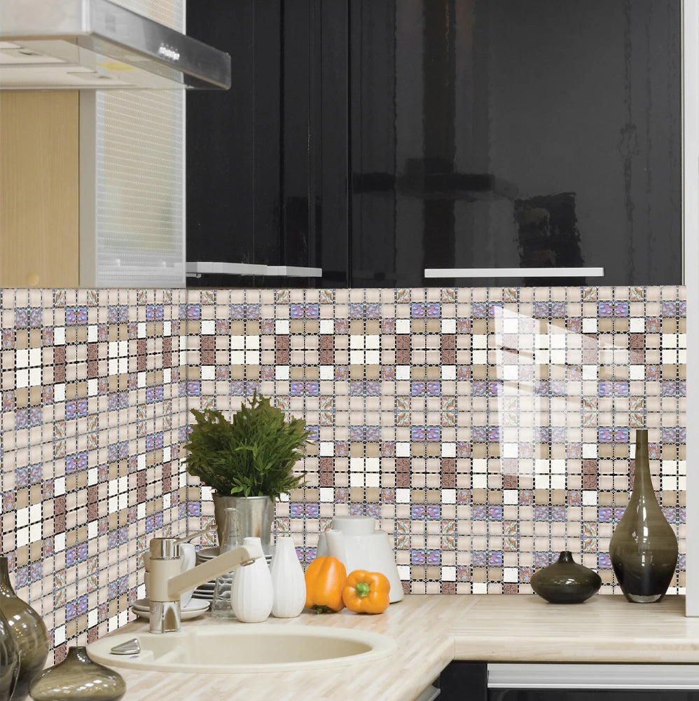 Bộ 10 Miếng Dán Gạch Kính PVC Cho Nhà Bếp & Phòng Tắm