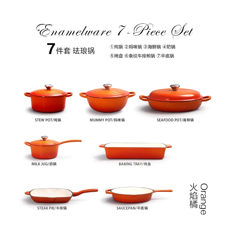 Bộ Nồi Chảo Gang Tráng Men Đa Năng Bền Bỉ