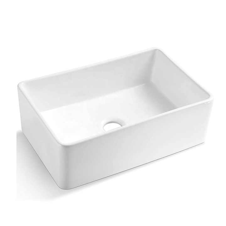 33" LX 20" W CUPC White Fireproof Porcelain Rectangular Single Bowl Sink 