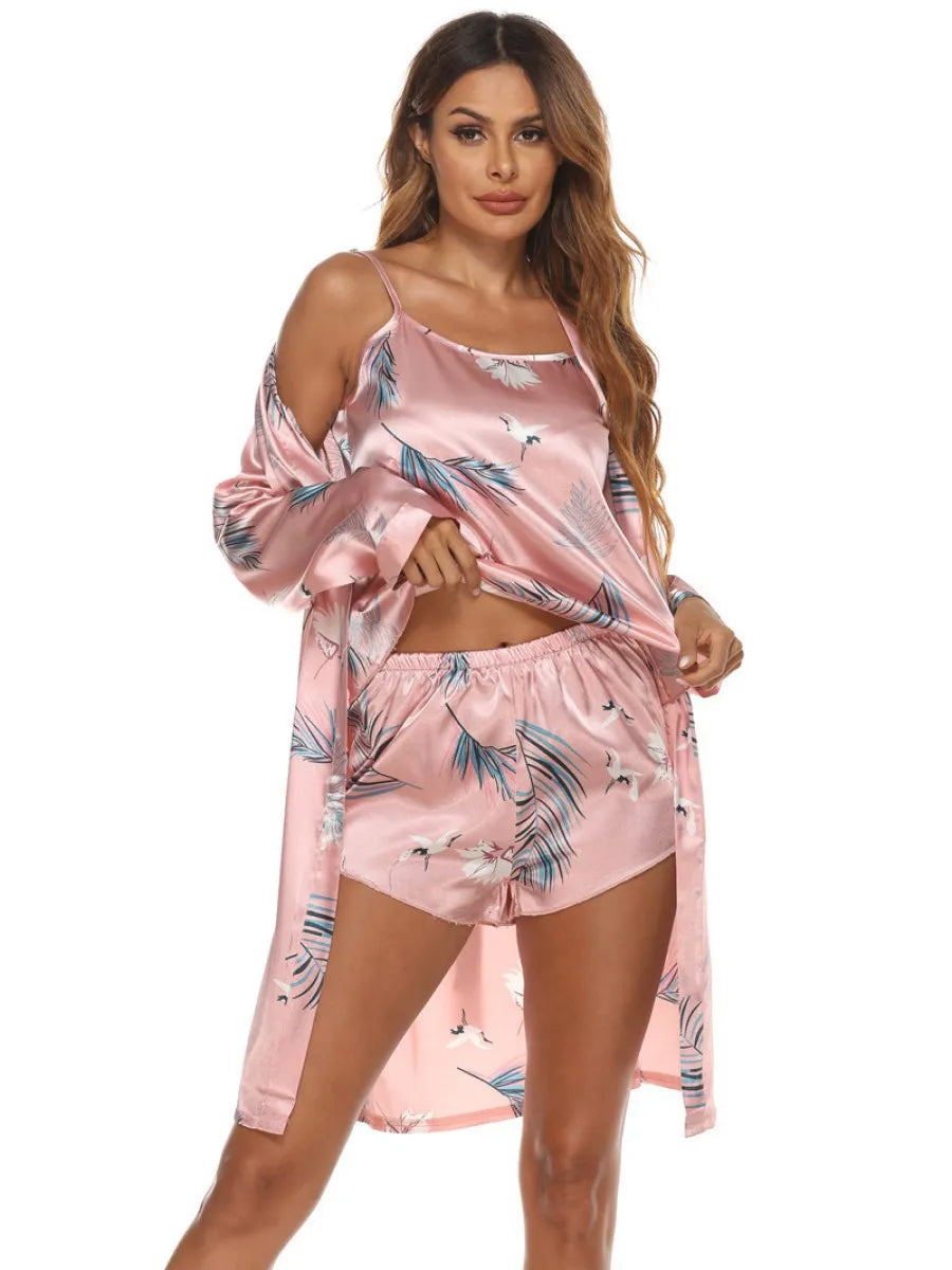 3 Piece Women's Home Furnishings Pajamas Bathrobes + Sling Set Pajamas for Women