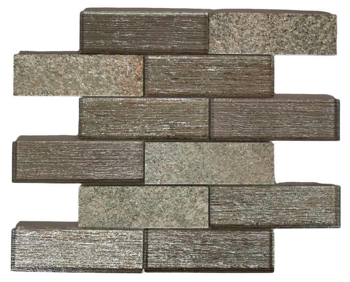 DS Mixed Pink Brown Marble and Glass Subway Style Mosaic Tiles Wall to Wall 