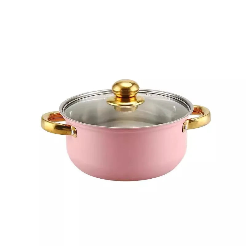 Bộ Nồi Chảo Inox Hồng Cổ Điển 10 Món Chống Dính