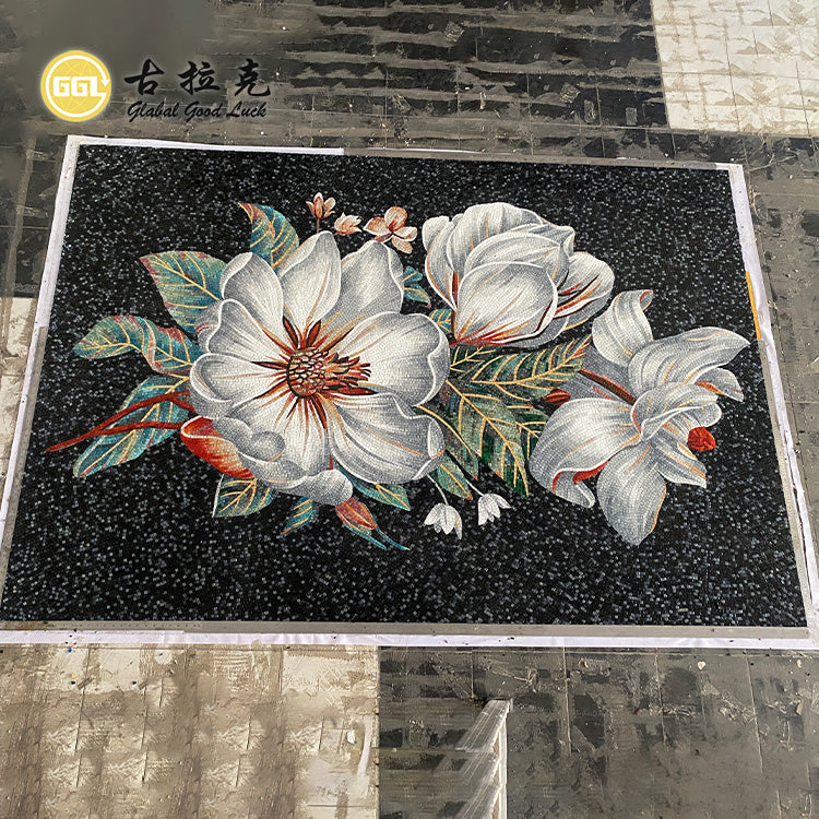 Custom modern flower glass mosaic for bathroom, bedroom &amp; hotel wall and floor 