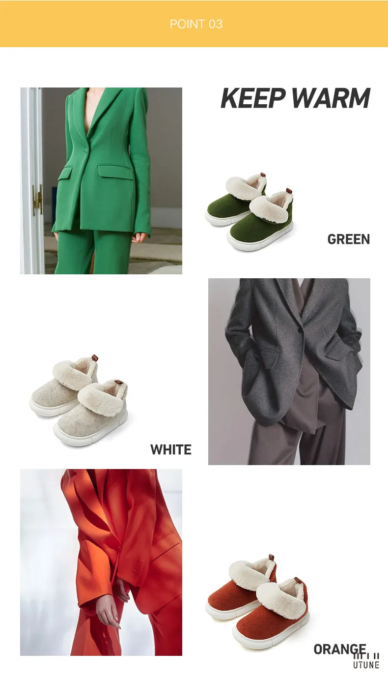 Warm Women's Cotton Boots 2026 - High-Soled Felt Flats