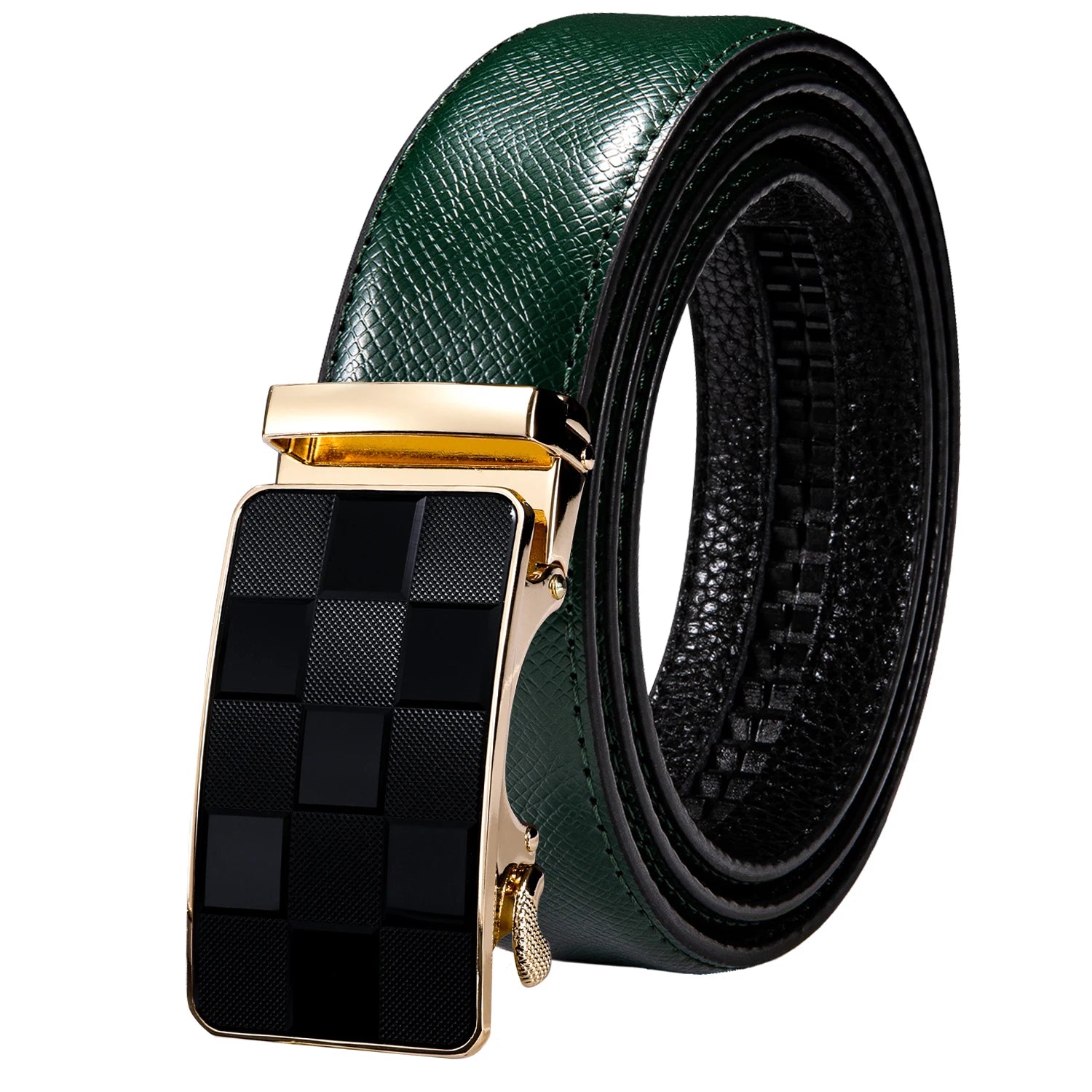 Men's Classy Blue Leather Belt, Automatic Buckle