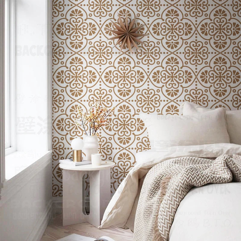40cm - 80cm Stencil For Decor Wall Paint Painting Template Furniture Large Tradition Arabic African Ancient Ethnic Flower S216