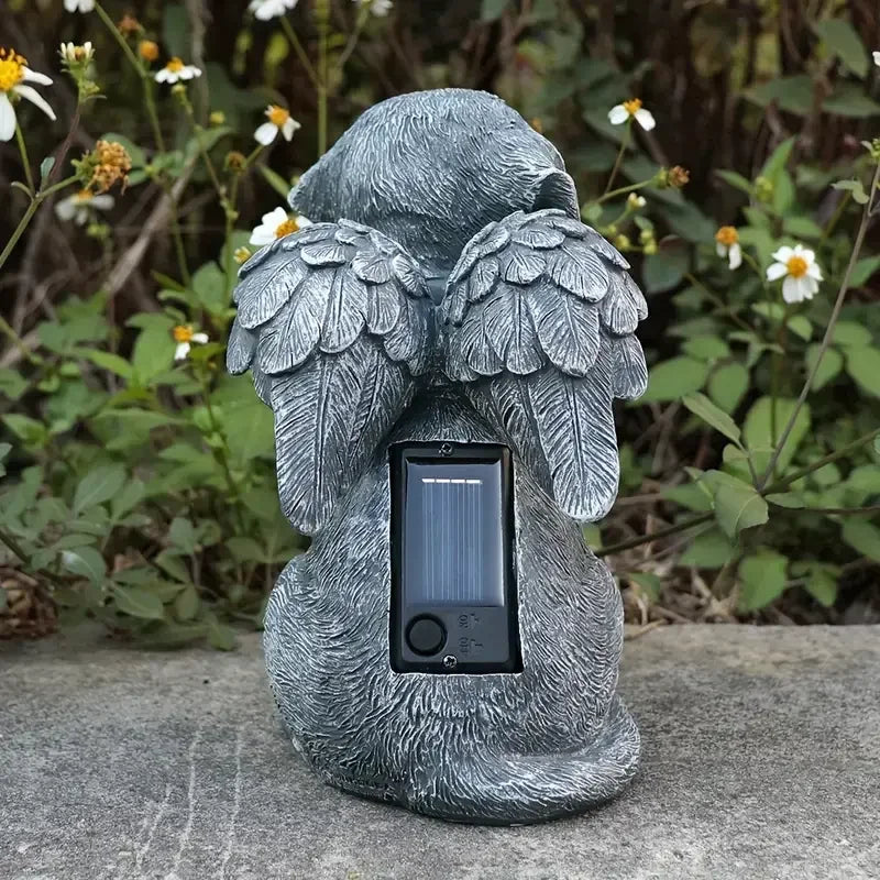 Angel Winged Dog Resin Statue Heart Accentuated Garden Memorial Figurine for Outdoor Home Decor Gifts Sea Style Art Inspiration - Daisan Mart