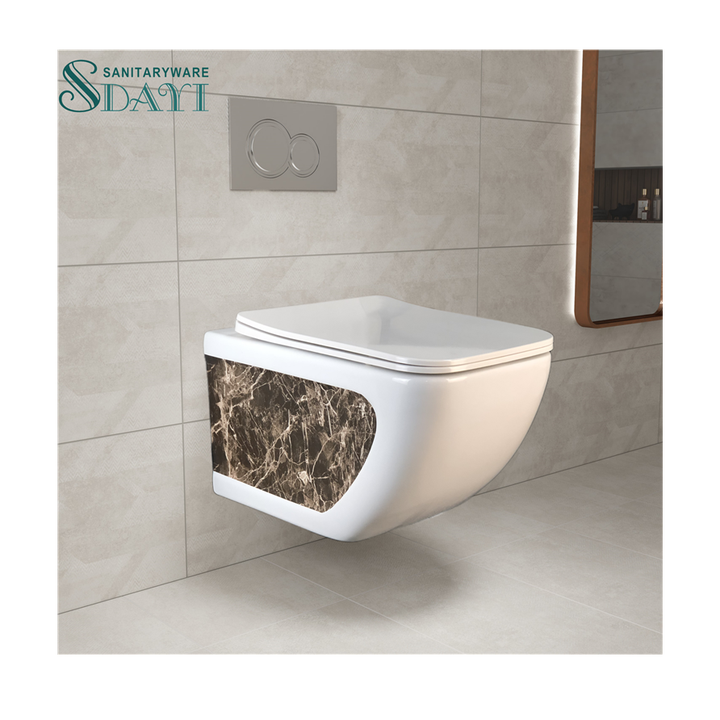 SDAYI New Design Bathroom Sanitary Ware Wall-hung Toilet Custom Pattern Ceramic Toilet 