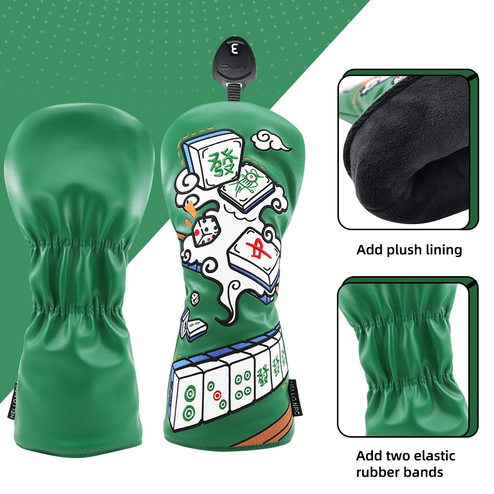 Mahjong Embroidered PU Leather Golf Club - Unique Style