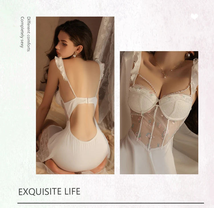 Sexy Mesh Nightgown Big Size Bust Lifting Seduction