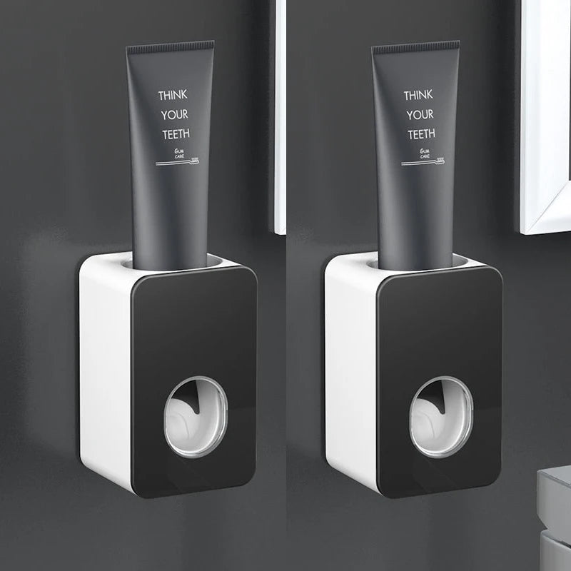 Automatic Toothpaste Dispenser Dust-proof Toothbrush Holder Wall Mount Stand Bathroom Accessories Set Squeezer