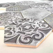 Wholesale Modern Metal Spray Hexagon Mosaic Tiles for Bathroom and Living Room Wall Decoration Indoor 