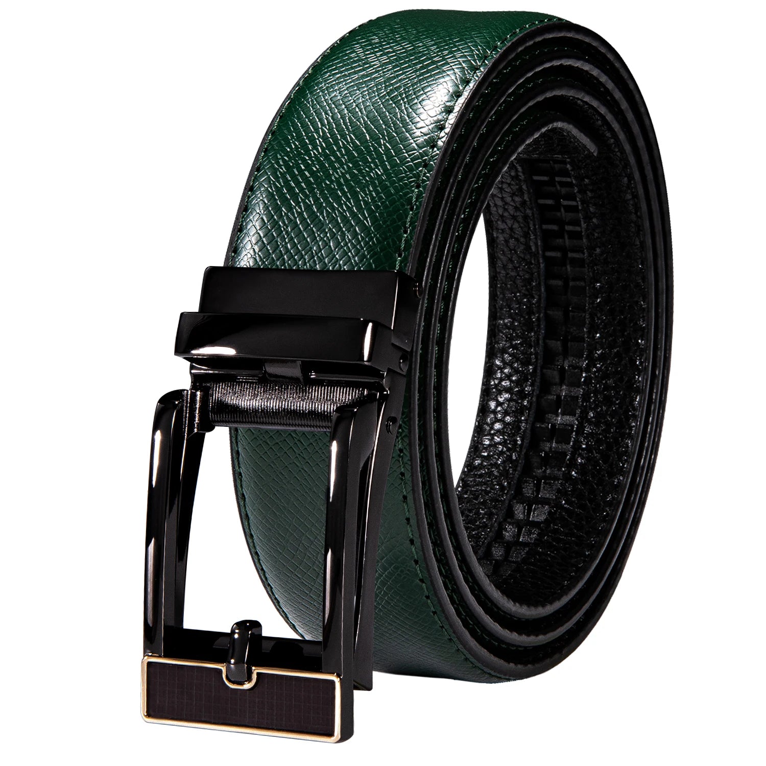 Men's Classy Blue Leather Belt, Automatic Buckle