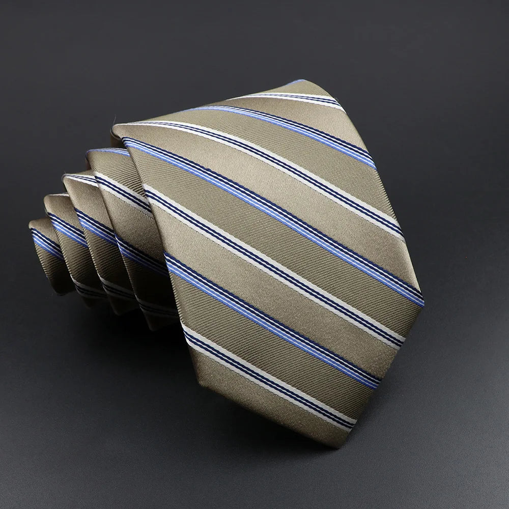 Cà vạt lụa cao cấp sọc kẻ cho nam - Xám Hồng Xanh