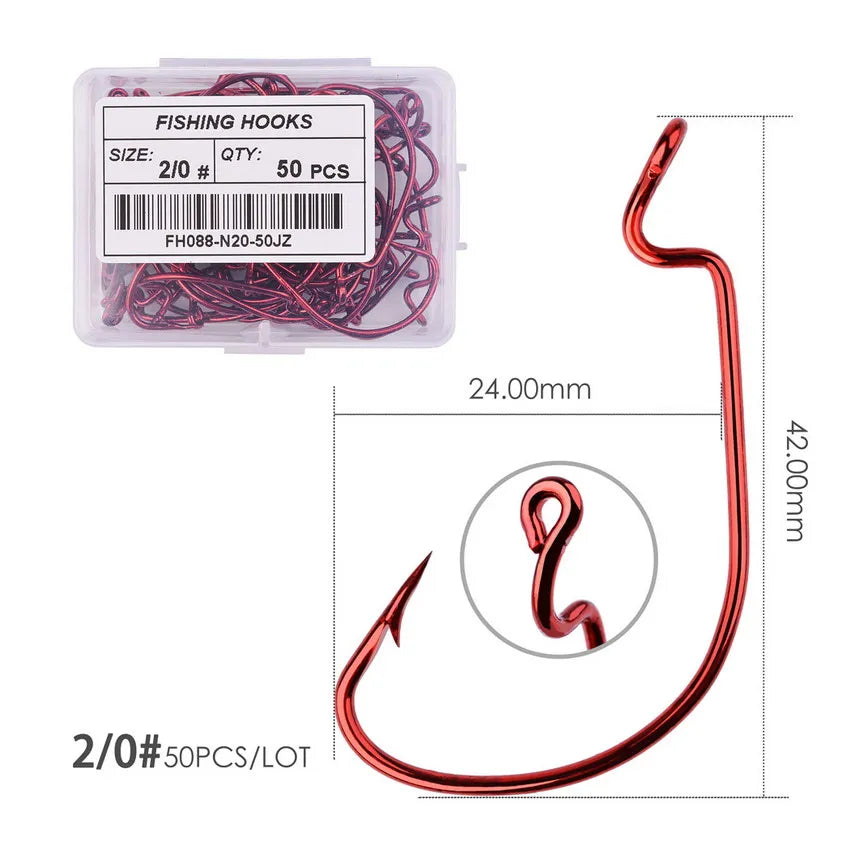 Móc Câu Nghiêng Jig Đầu Rộng 50pcs - Cá Chép Mềm